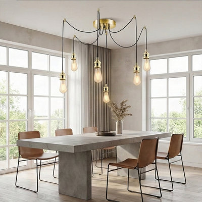 Adjustable Height 6 Lights Metal Body Chandelier