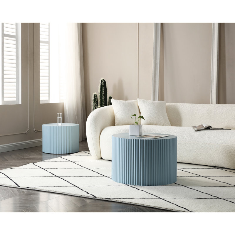 Table basse moderne bleue, faite à la main, Bleu clair