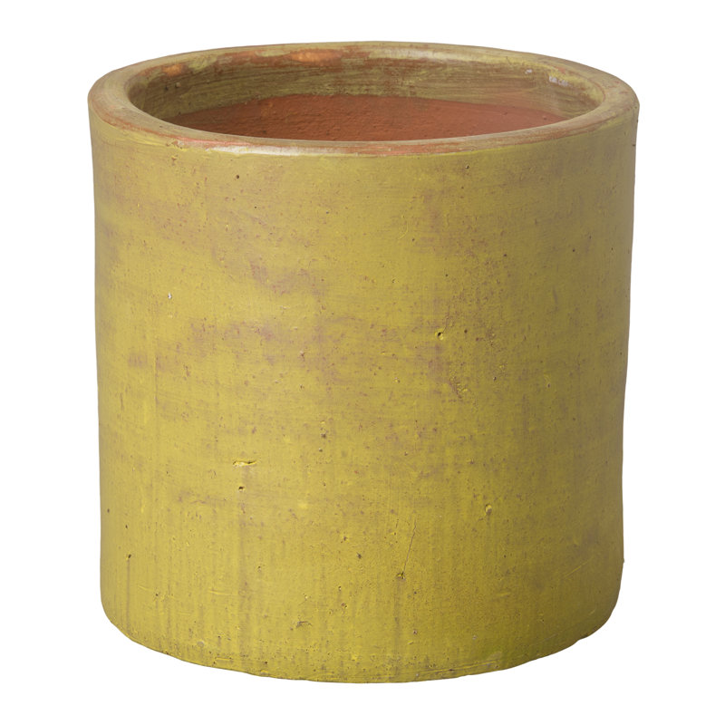 Pot à fleurs en céramique Efkea, H 17 po x l 17,5 po x P 17,5 po, Jaune