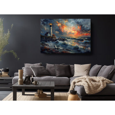 Lighthouse Near Ocean Seaside Painting Reproduction Canvas Prints, Painting Reproduction