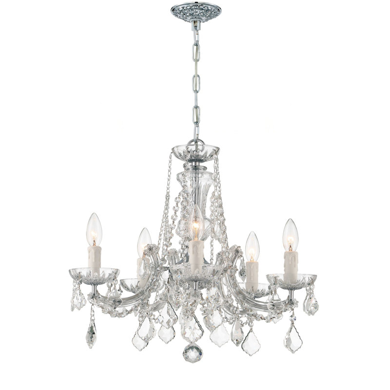 Lustre style chandelier à 5 lumières Wehr, Strass Swarovski / Chrome