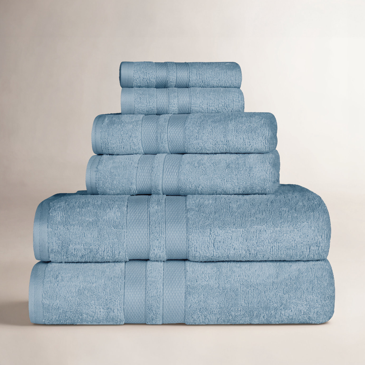 6-Piece Cotton Towel Set, Denim Blue
