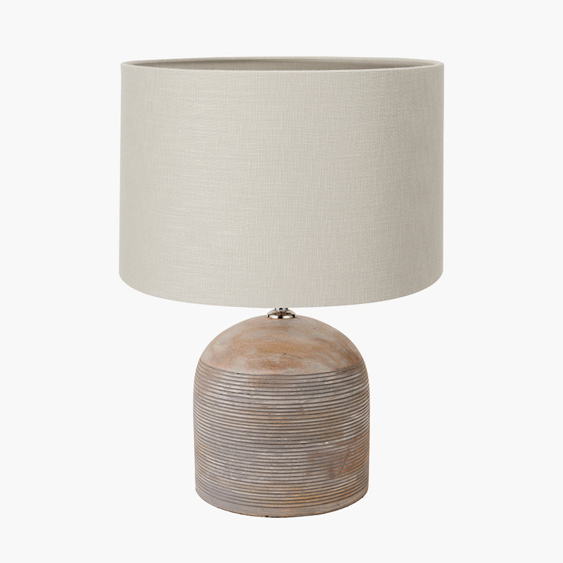 Wood Table Lamp, 19.29" H x 13.78" W x 13.78" D, Grey, Grey