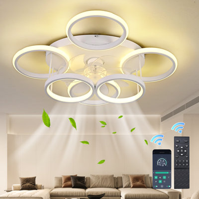 Cashon 63cm 7 - Blade Dimmable LED Ceiling Fan with Remote Control and APP