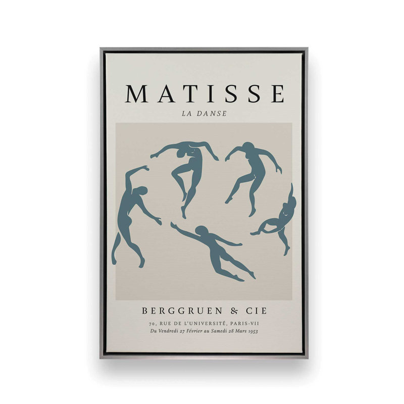 Matisse's La Danse en bleu minuit, H 12,75 po x l 8,75 po x P 1,75 po, Cadre flottant en chrome poli