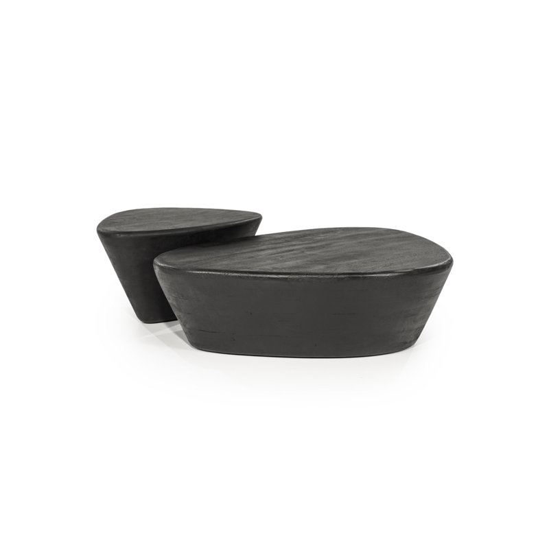 Mila Solid Wood Coffee Table, Black, 14" H x 28" L x 21" W