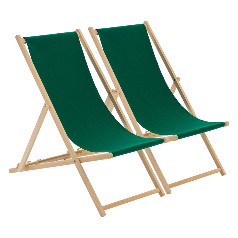Harbour Housewares - Folding Wooden Deck Chairs, Green
