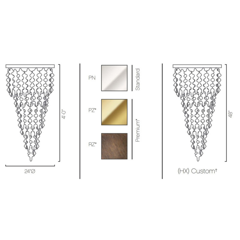 Lustre Brutale Light, Bronze brossé, Transparent, 24 po de diamètre x 48 po de hauteur