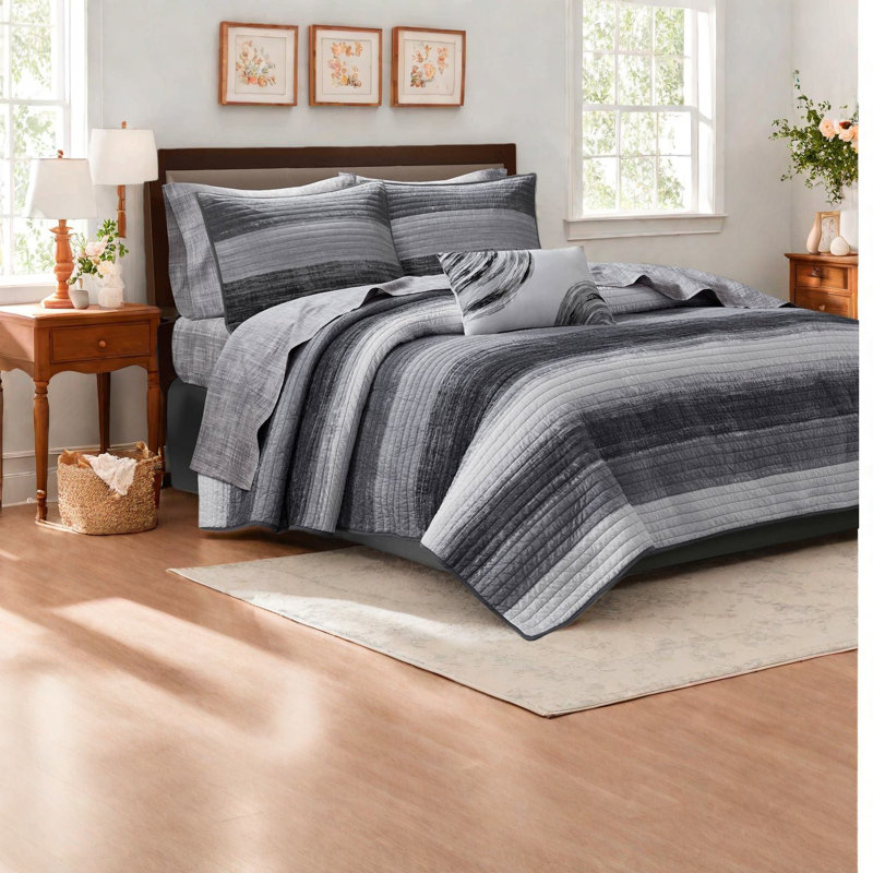 ensembles de literie, draps en coton, rayures à l'aquarelle pour le confort de la chambre à coucher