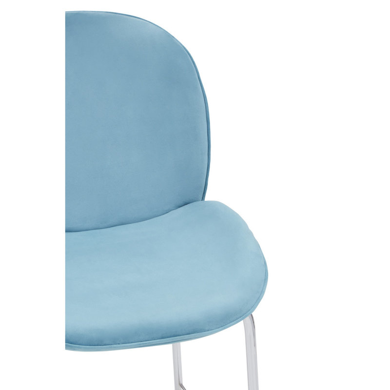 Elsberry Upholstered Counter Stool with Metal Frame, Silver, Blue