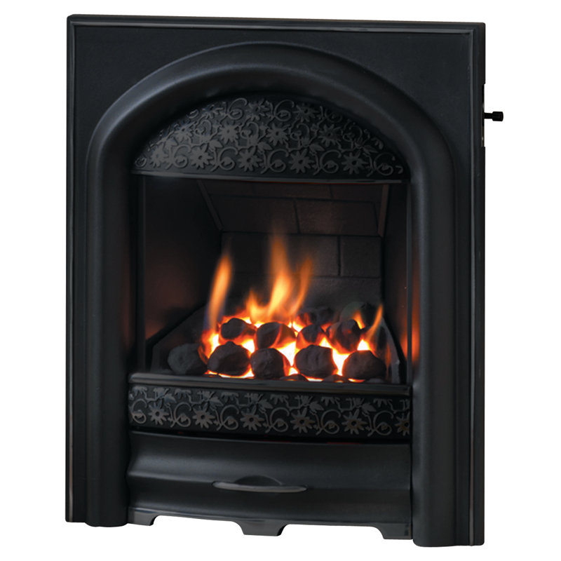 Elsa 54cm W Natural Gas / Propane Fireplace Insert, Black/Black