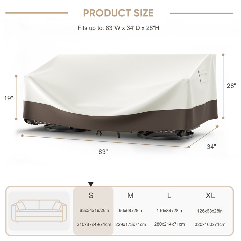 Housse pour mobilier d'extérieur durable en tissu 600D Oxford avec poignées et sac de rangement, Beige
