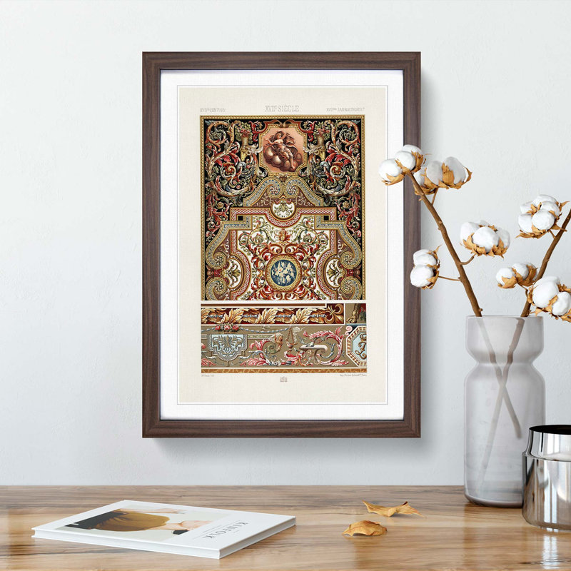 A 17th Century Pattern by Albert Racinet - Picture Frame Painting Print, Walnut Framed, 36cm H x 27cm W x 2cm D