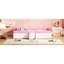 Structure de lit simple rose et blanche avec escaliers de clôture rembourrés, fabriquée en éponge PU, 10 lattes pour un confort durable, matériau de lit de jour, durabilité