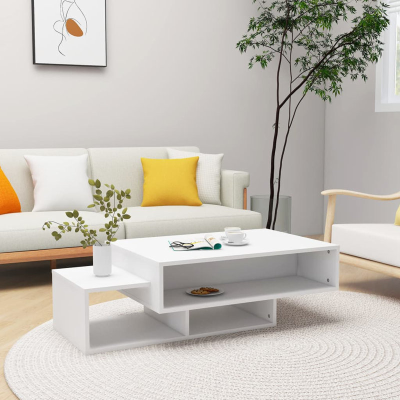 Godding Pedestal Coffee Table with Storage, White