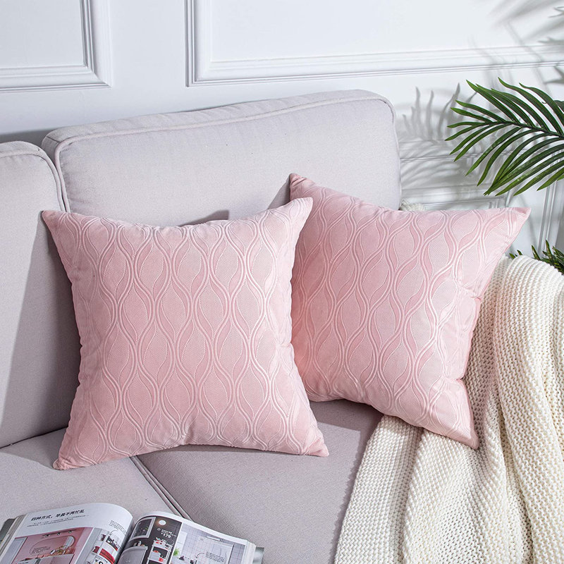 Housse de coussin carré en velours, Rose