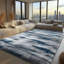 Tapis à poils longs moelleux et moderne à motif abstrait moderne-112318029
