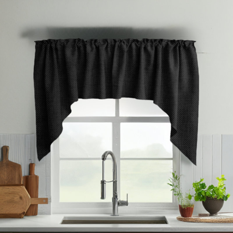Solid Colour Swag Window Valance, Black