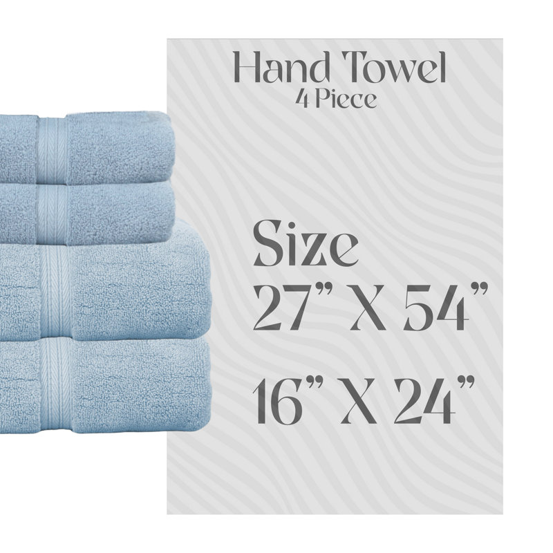 Elegance Essentials 550GSM 100% Cotton Zero Twist Bath Towel Set (2 Bath Towel, 2 Hand Towel), Blue