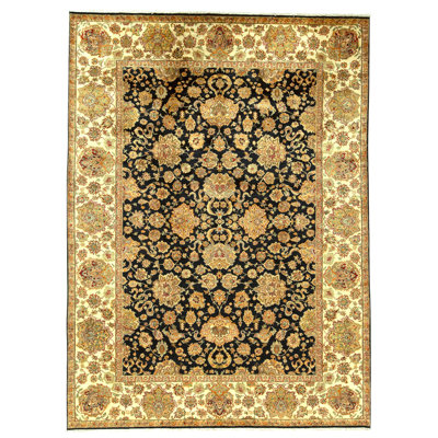 High-Quality Hand-Knotted Brown And Cream Area Rug
