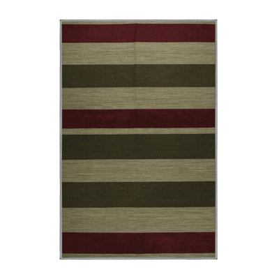 Machine Washable Horizontal Stripes Brown Area Rug