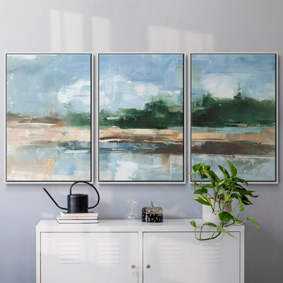 Tropical Shore I, reproduction encadrée sur toile 3 pièces