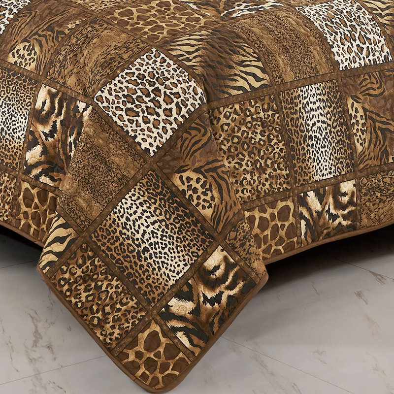 Twin Size Chocolate Brown Animal Print Comforter Set