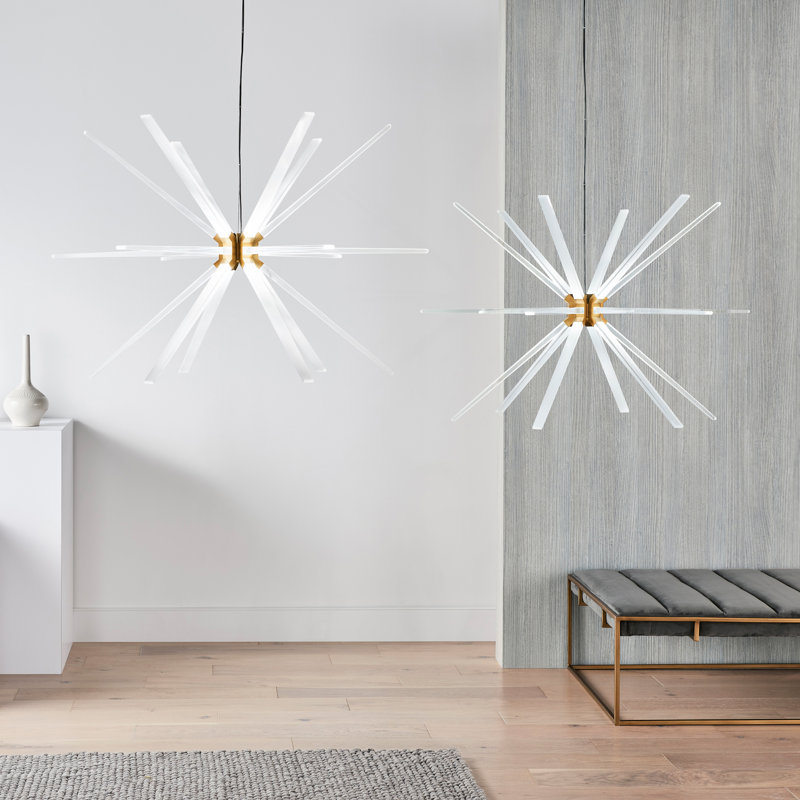 Photon 18 - Light LED Chandelier, Satin Nickel, 31.8" H x 48" W x 48" D