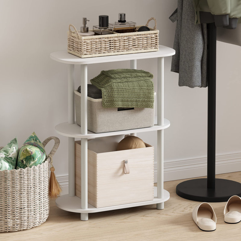 3 Tier Oval Modern Oval Side Table, White/Virgin