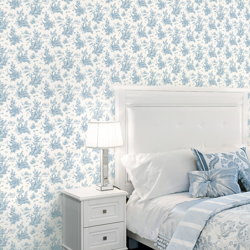 Garretson 1m x 52.8cm Satin Wallpaper Roll, Blue