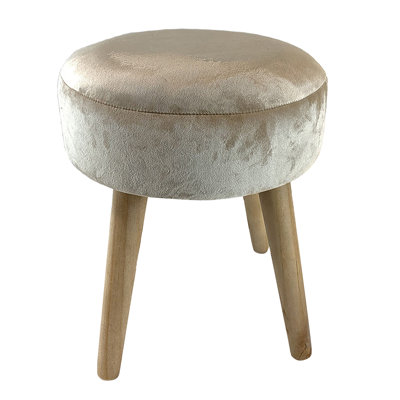 Repose-pieds Linden - Velours champagne et bois naturel - ensemble de 2