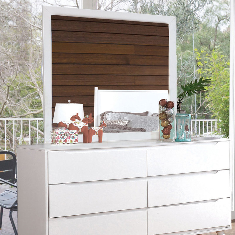 Miroir 40,5 po Mid-Century, Blanc