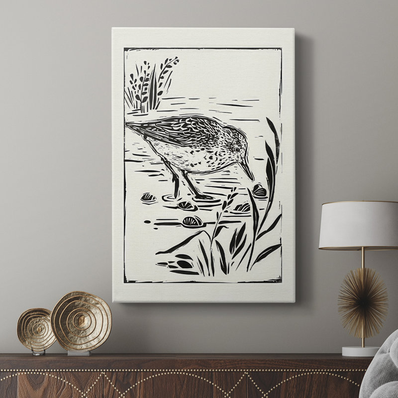 Linocut style Seabird III - galerie sur mesure, H 18 po x l 12 po