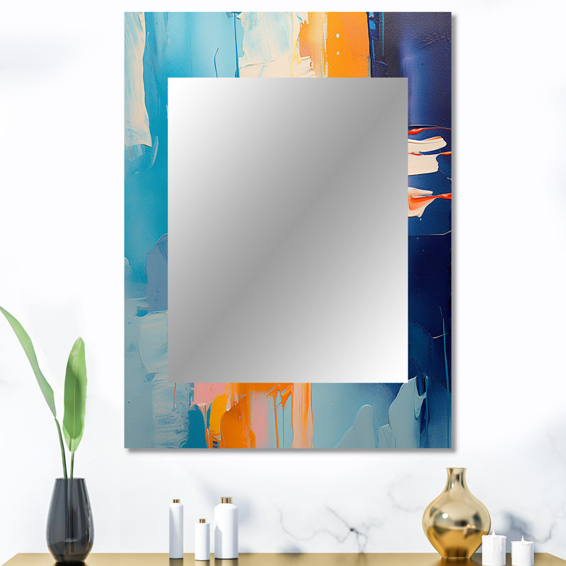 Yulin - Blue Modern Wall Mirror, 40 po x 30 po