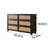 Multi-functional rattan solid wood storage cabinet 55.12 " W 6 - Drawer Dresser