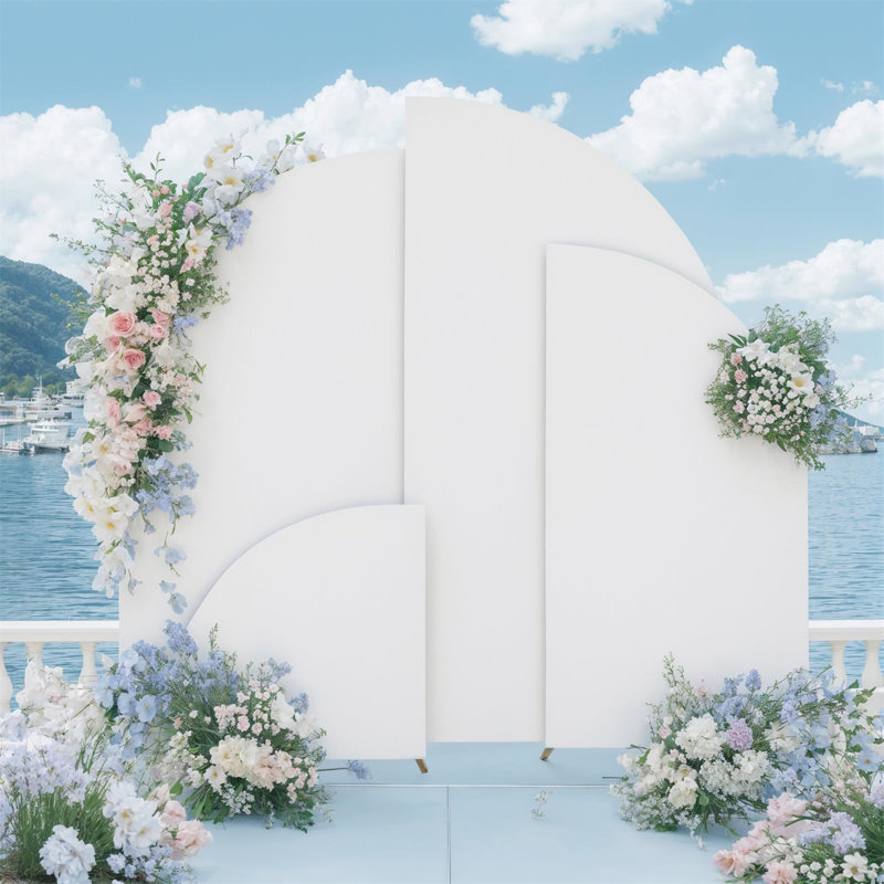 Paquet de 4 housses arquées en demi-lune en spandex double face, rideaux extensibles pour toile de mariage et treillis de jardin, housses décoratives pour douche nuptiale, fêtes et événements spéciaux