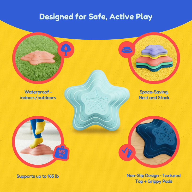 Multicolore, ensemble de 6 pierres en forme d'étoile Kinderific, Stars