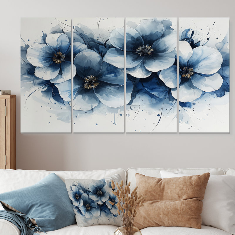 Farmington - marguerites, art mural - ensemble d'art mural traditionnel, H 32 po x l 64 po, 4