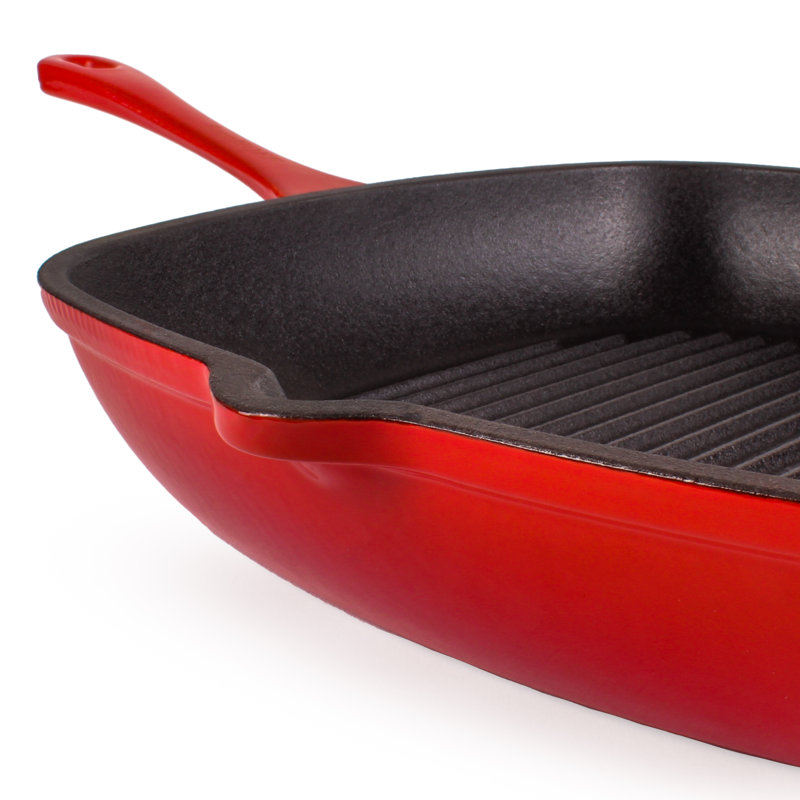 Neo 10Pc Cast Iron Cookware Set, White, Red