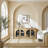 65" TV Stand with Adjustable Shelves, Accent Buffet & Sideboard With Arched Glass Door, Natural Color-1384294672