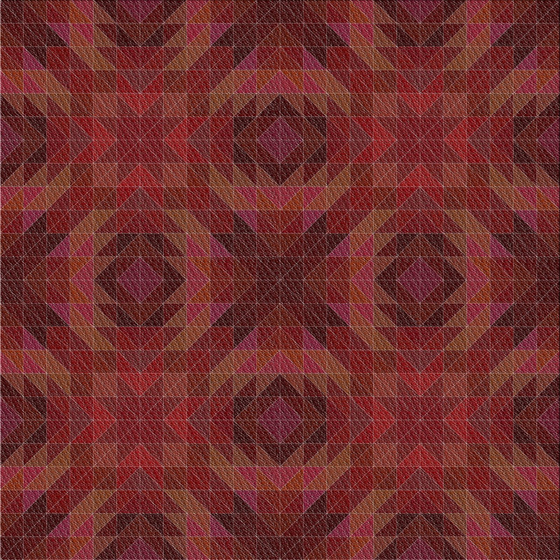 Tapis rouge/rose tissé à la machine, Carré 8 pi