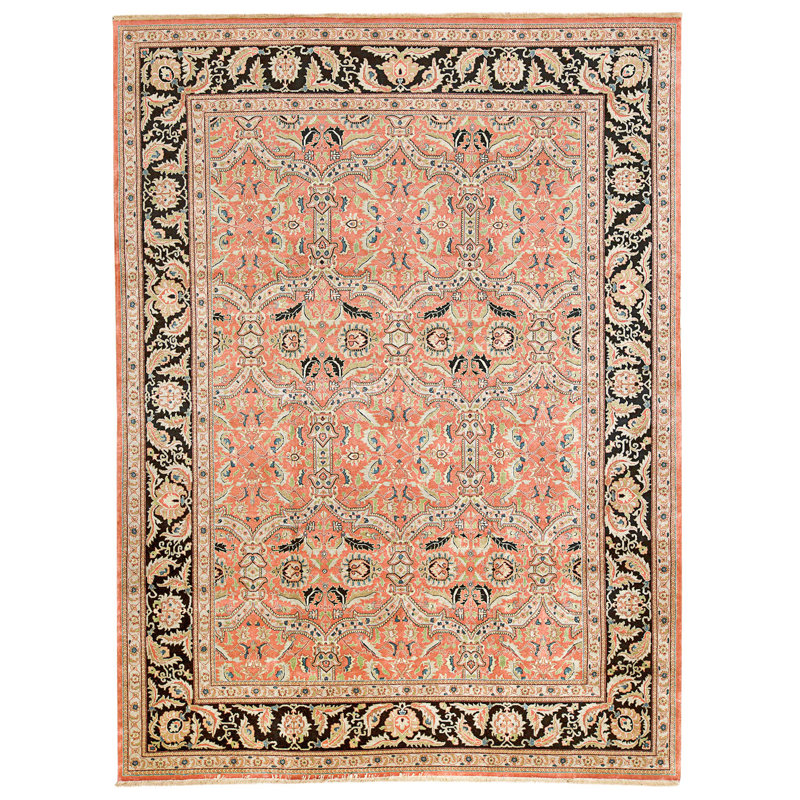 Hand Knotted Wool Area Rug in Red And Black