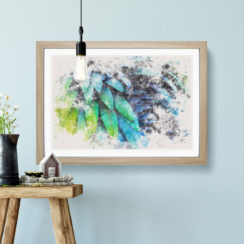 Parrot Feathers - Framed Print, 24cm H x 33cm W x 2cm D, Oak Framed