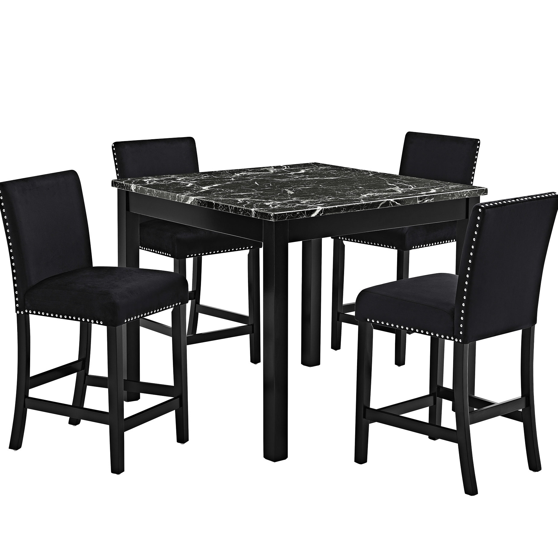 Latitude Run® All 5pc Dining With Square Faux Marble Table And ...