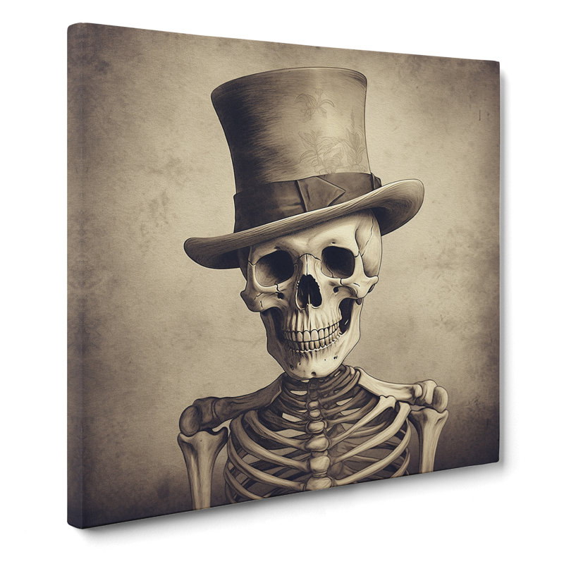 Skeleton Vintage Art No.1 - Wrapped Canvas - Framed Print, 35cm H x 35cm W x 3cm D