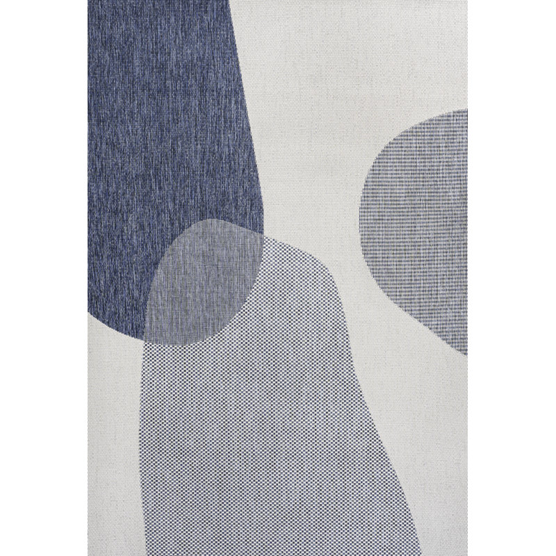 Tapis d'intérieur / extérieur crème / bleu marine Daniel, Rectangle 7 pi 10 po x 10 pi