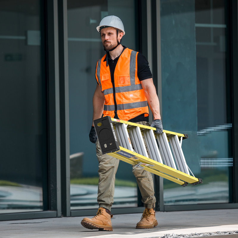 Échelle simple en fibre de verre jaune vif