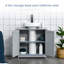 (Sans évier) Armoire de rangement à piédestal, base de meuble-lavabo, armoire de salle de bain sous évier avec découpe en U et tablette interne réglable, gris