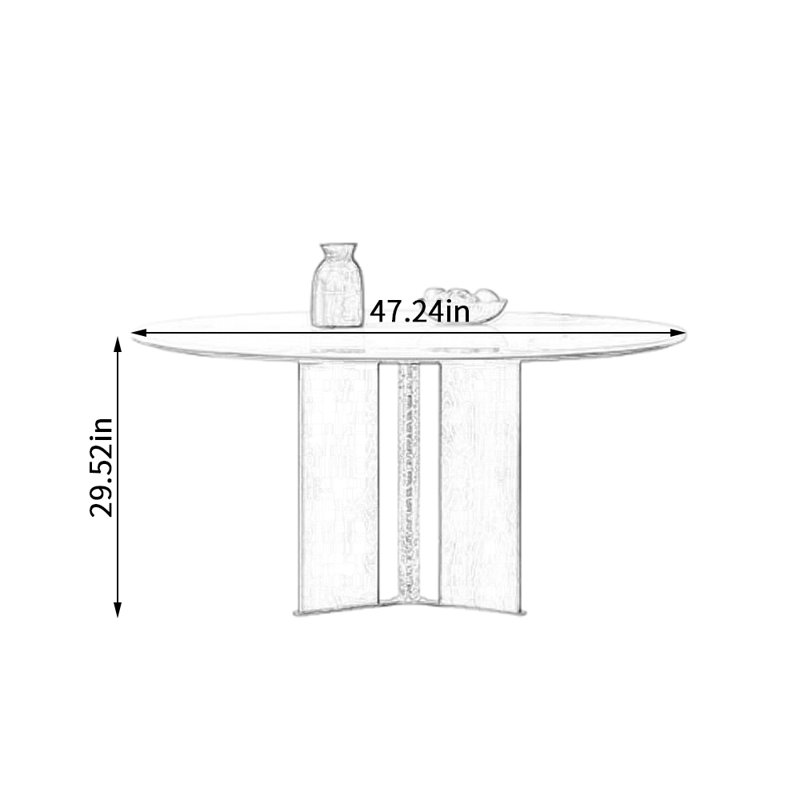 Simple Innovative Rock Slab Round Dining Table, 29.52"H x 47.24"L x 47.24"W