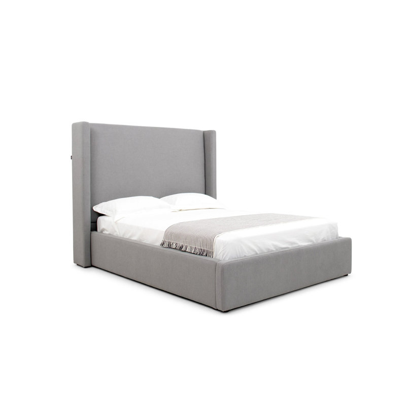 Byrne Upholstered Wingback Bed, Gray, King